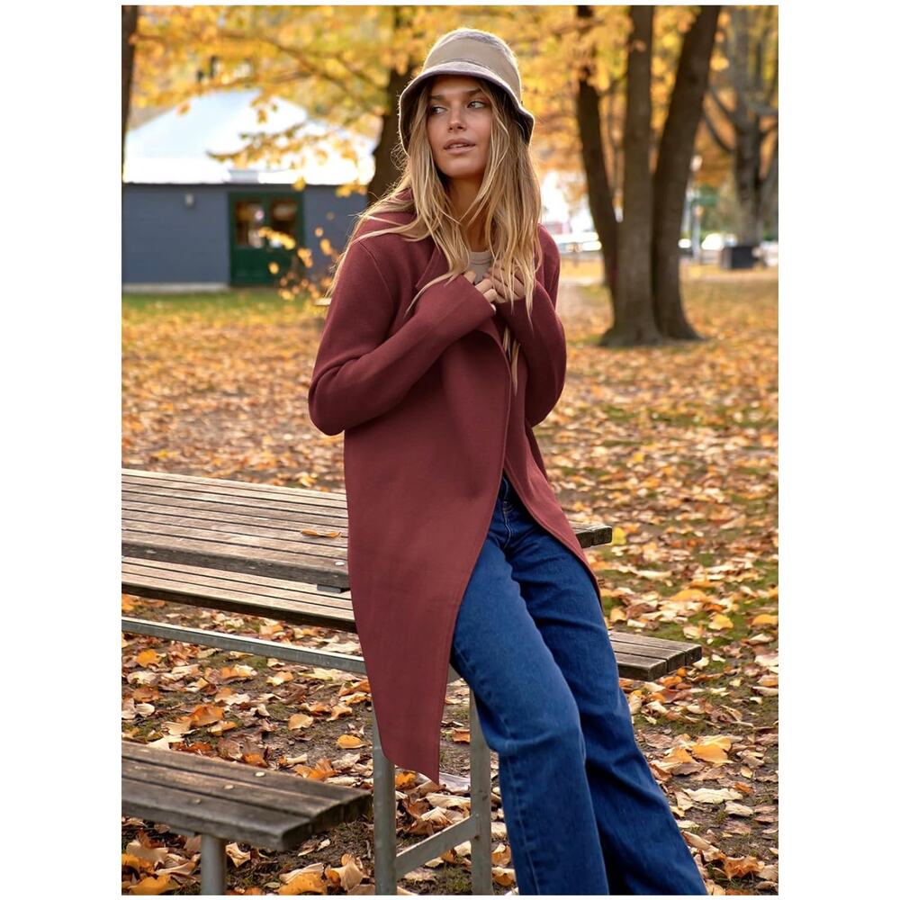 Anrabess Womens Long Cardigan Sweater Trench Coatigan‎ Size S - Picture 3 of 6